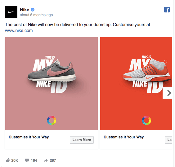 Παράδειγμα Nike Facebook AD