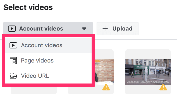 select videos menu