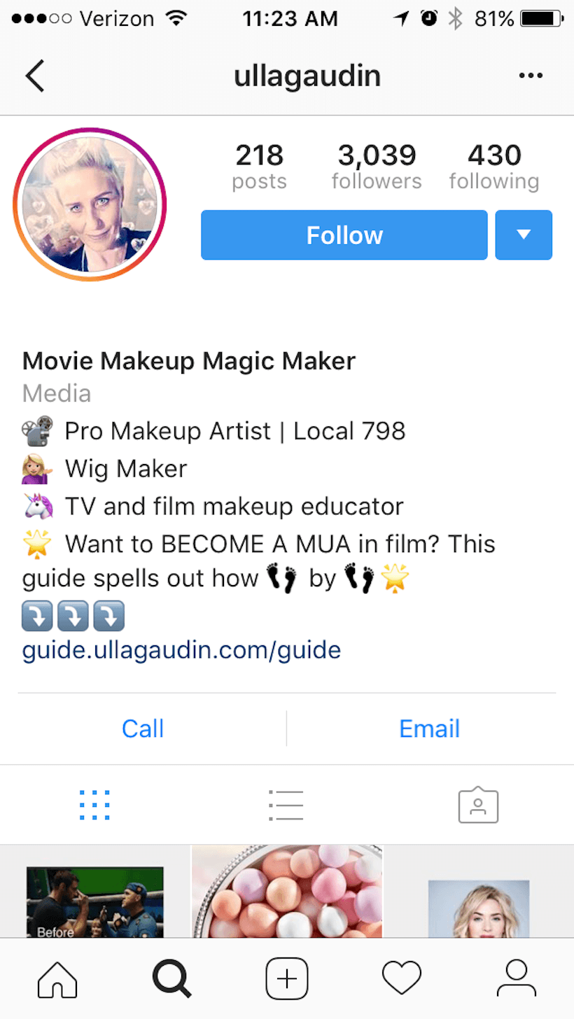 παράδειγμα instagram profile