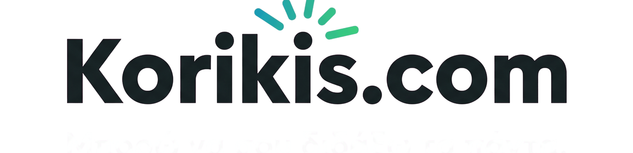 Korikis.com λογότυπο (λευκό tagline, διαφανές)