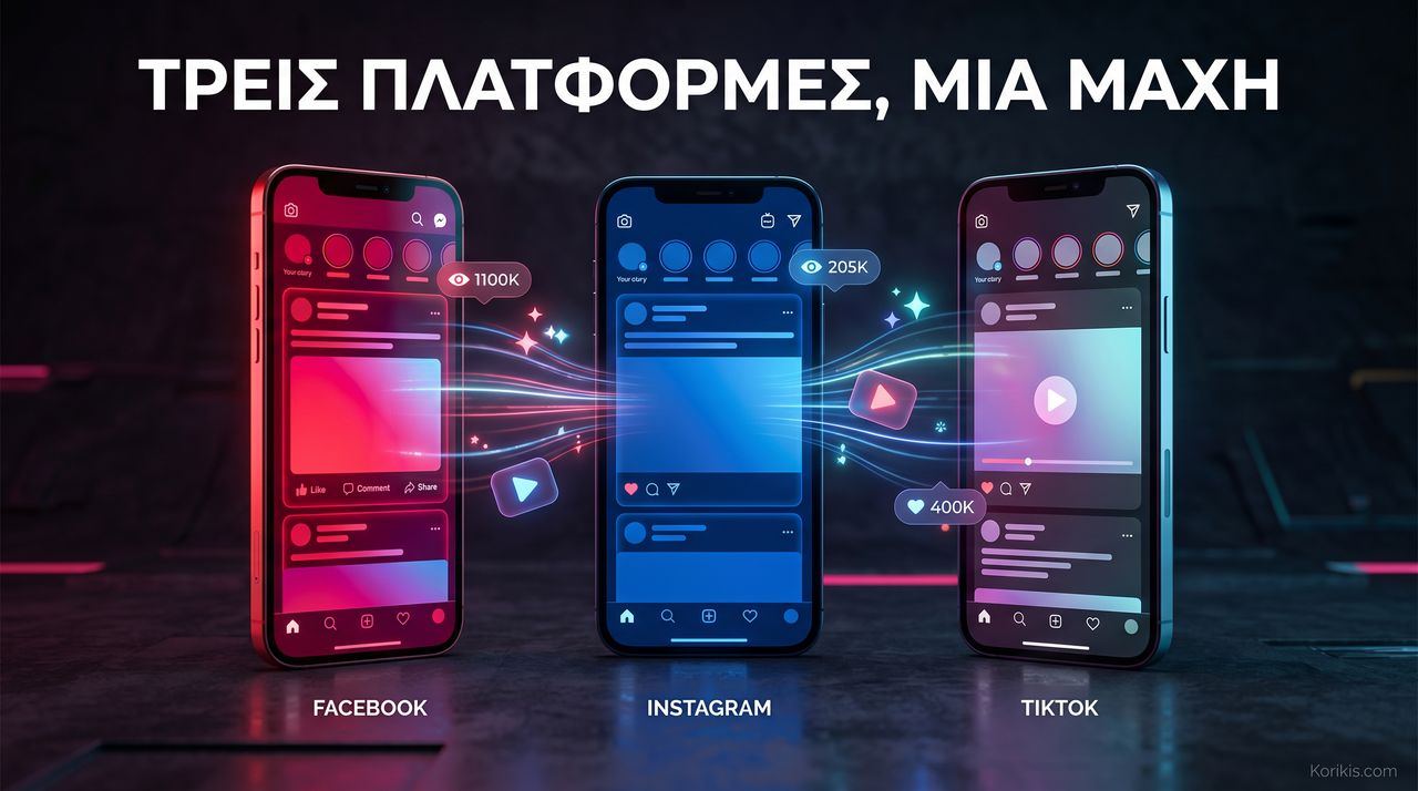 Facebook, Instagram, TikTok — τρεις πλατφόρμες, μία μάχη
