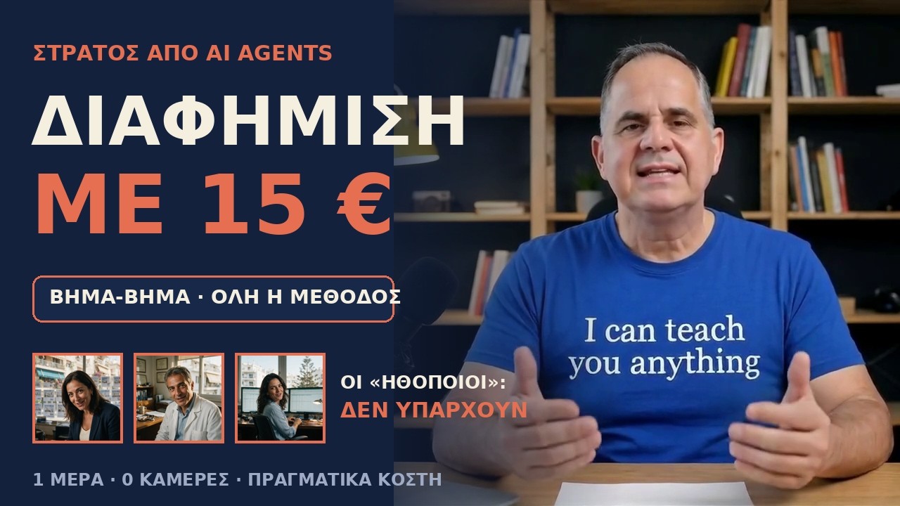 Διαφήμιση με AI agents: 1 μέρα, 15 ευρώ, τρεις AI ηθοποιοί που δεν υπάρχουν