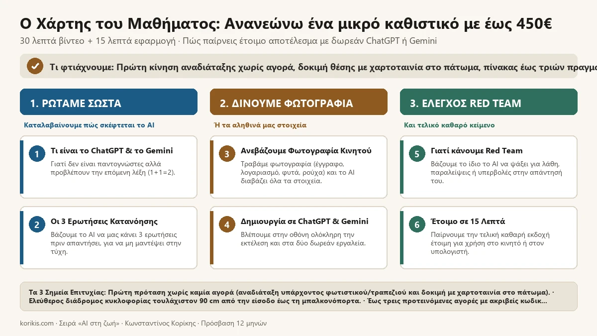 Ο χάρτης του μαθήματος «Ανανεώνω ένα μικρό καθιστικό με έως 450€»