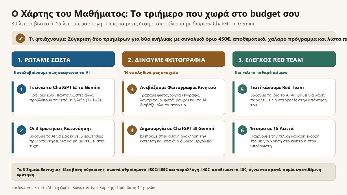 Ο χάρτης του μαθήματος «Το τριήμερο που χωρά στο budget σου»