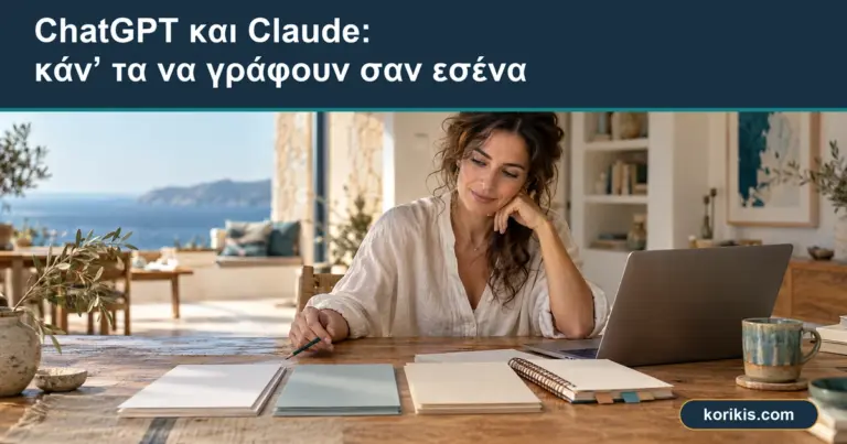 ChatGPT και Claude: κάν’ τα να γράφουν σαν εσένα — Επαγγελματίας συγκρίνει δικά της δείγματα γραφής με στοιχεία και προσχέδιο στον υπολογιστή.