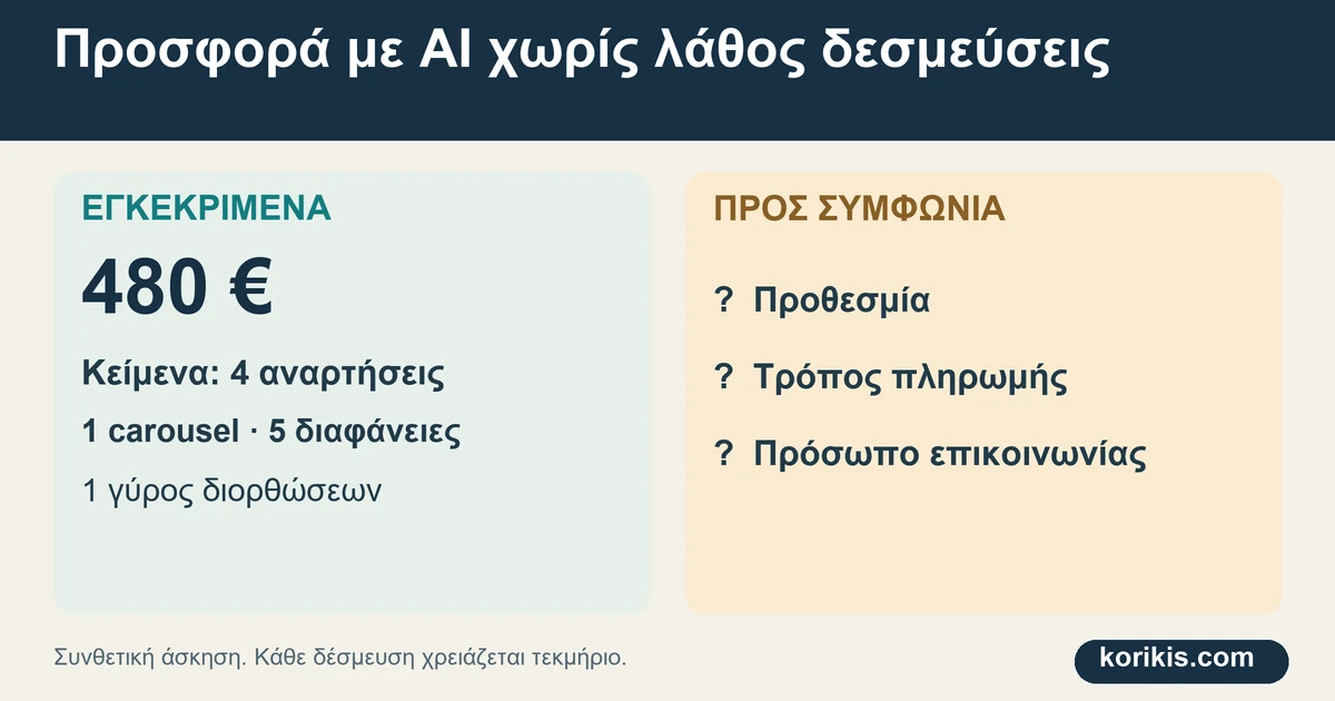 Μόνο τα εγκεκριμένα στοιχεία γίνονται δεσμεύσεις. Οι υπόλοιποι όροι μένουν προς συμφωνία.