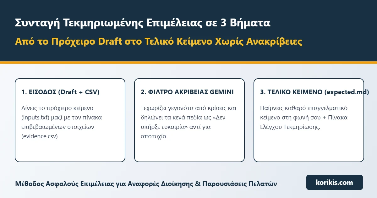 Διάγραμμα ροής τεκμηριωμένης επιμέλειας σε 3 βήματα