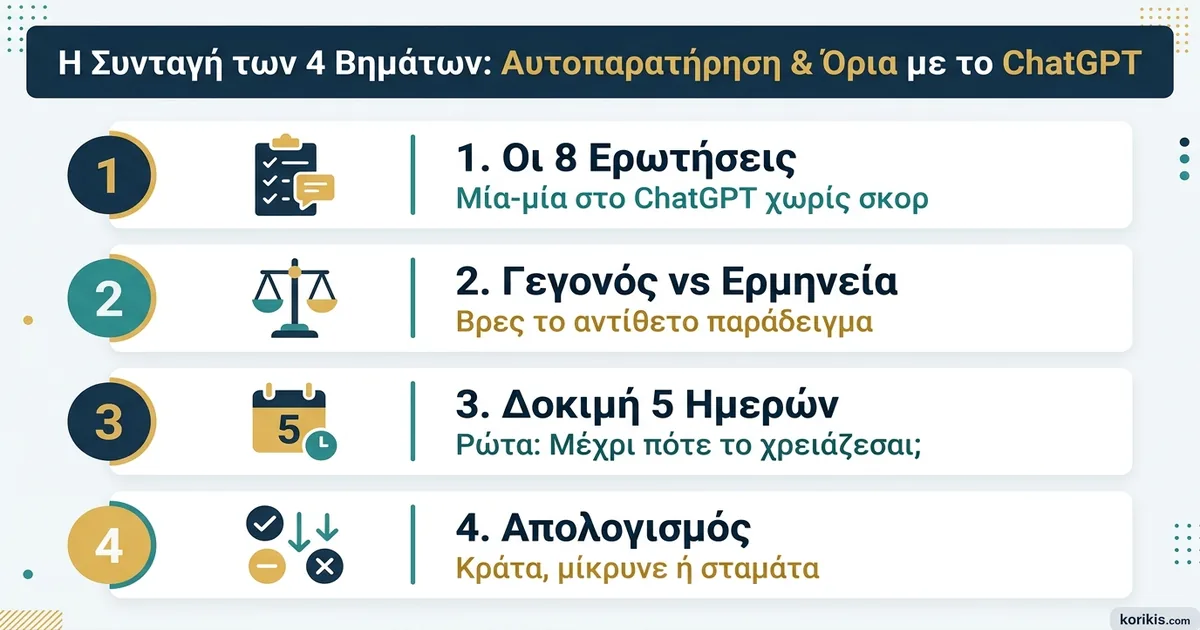 Η συνταγή των 4 βημάτων για αυτοπαρατήρηση και όρια στη δουλειά με το ChatGPT